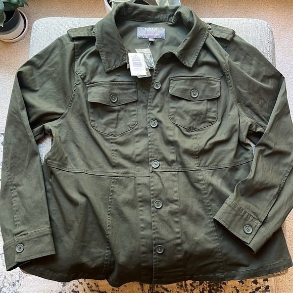 NWT Torrid Stretch Twill Peplum Utility Jacket in Olive Green , Size: 14-16 - Picture 8 of 17